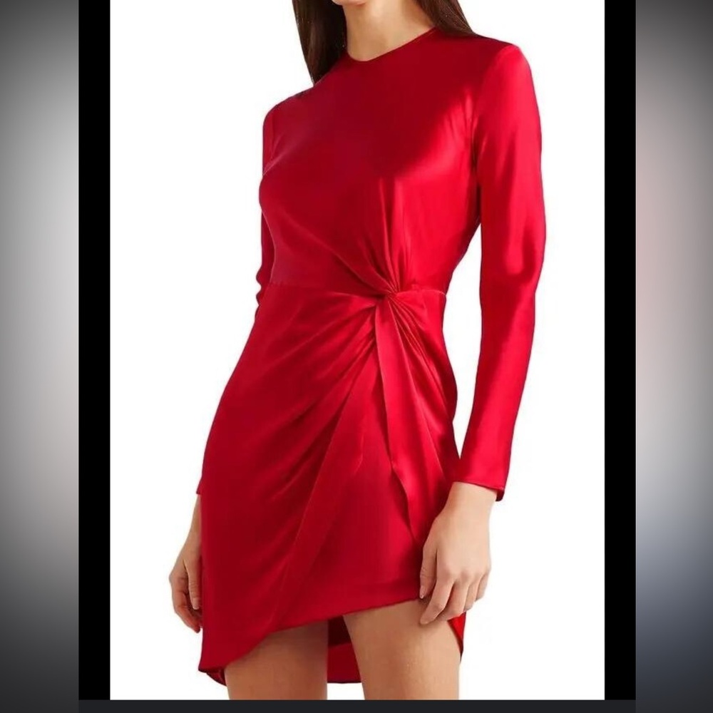 Chic Red Long Sleeve Mini Dress - Picture 4 of 8